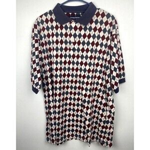 Lawton Harbor Mens Large‎ L Polo 100% Cotton Diamond Pattern